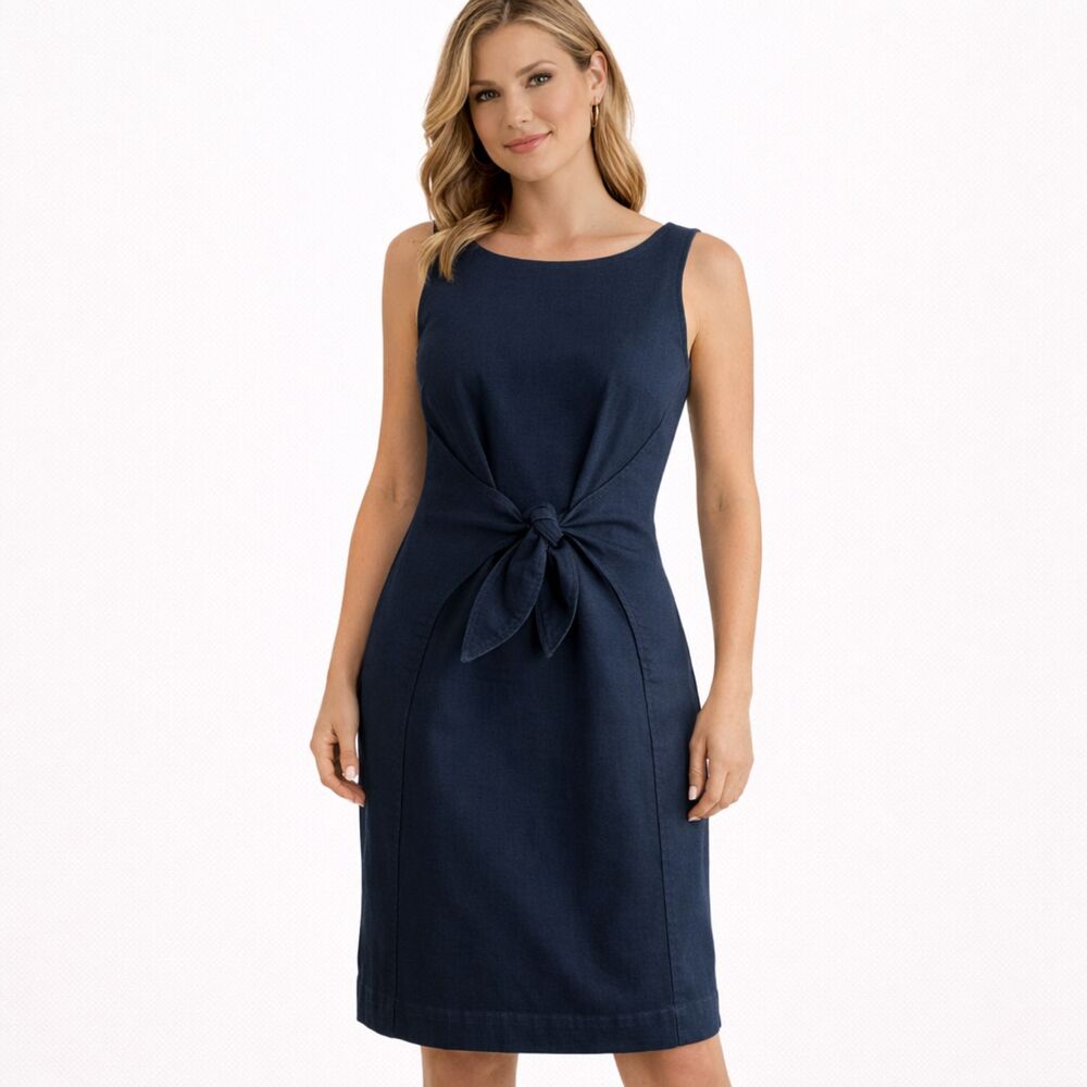 Anthropologie Holding Horses Dress Blue Denim Clara Tie Front Sleeveless 6